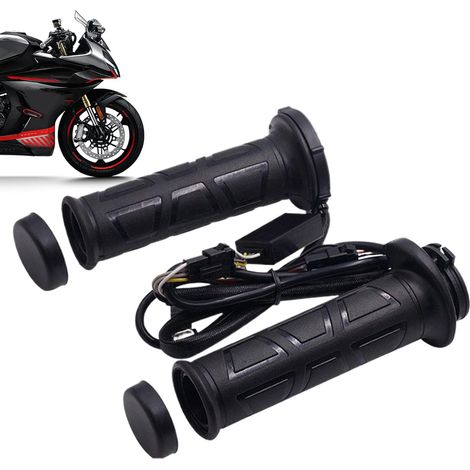 Poignée chauffante pour moto Chauffage de guidon 12 V avec poignées chauffantes chaudes Poignée de guidon réglable d'hiver Fournitures de moto imperméables pour guidon (1/5)