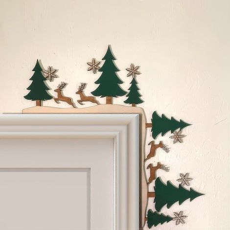 Weihnachts-Türdekoration – lustiger Schneemann, Weihnachtsmann, Eckschild für Türrahmen (Weihnachtsbäume) (1/5)