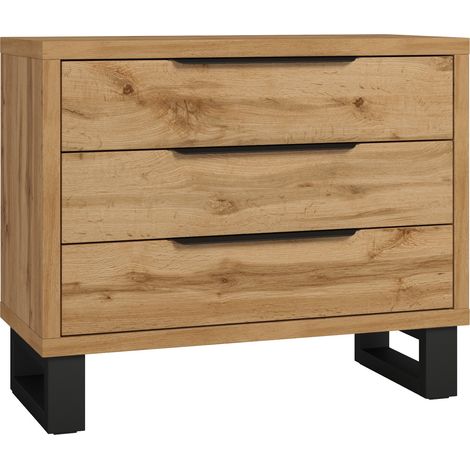 Cómoda Avicavu 124, Roble wotan + Negro, Con cajones, Número de cajones: 0, 83x99x45cm