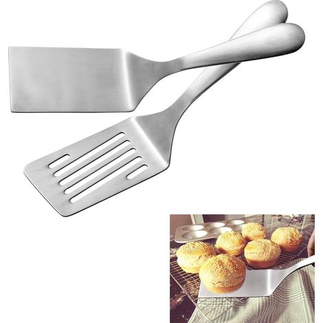 Set di spatole per barbecue in due pezzi che include spatola per griglia, spatola per wok, spatola forata, spatola per barbecue in acciaio inossidabile e spatola per padella. (1/5)