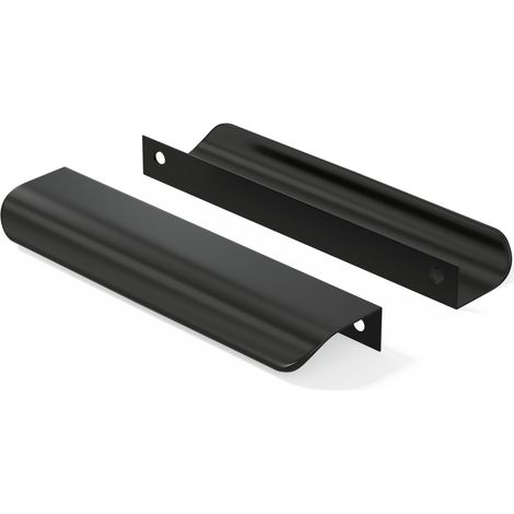 Lot de 2 Poignées de Meuble Invisible Noir Mat - LS7027BK128 Poignée Cuisine Alliage Aluminium Entraxe 128mm (1/4)