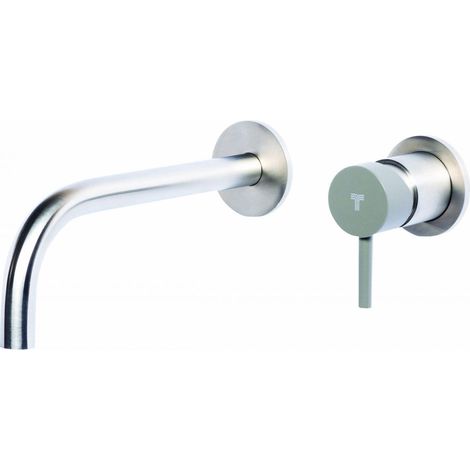 Rubinetto Miscelatore Monocomando Lavabo da Parete in Acciaio Inox Maniglia Antracite (1/2)