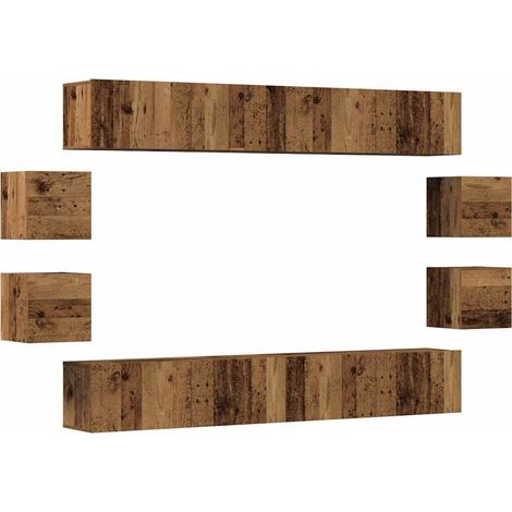 Set Mobile TV 8 pz Montato a Parete Legno Antico in Truciolato vidaXL (1/5)