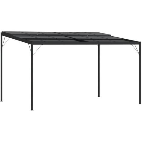 Cenador con tejado aluminio y acero gris antracita 4x3x2,5 m vidaXL