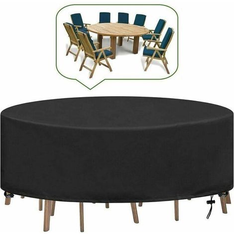 Bâche ronde pour table de jardin, imperméable, résistante aux UV, Oxford, adaptée aux tables et chaises de jardin, 230 x 100 cm (1/3)