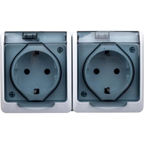 Hermes Hermetische Schuko-Steckdose mit/mit Rauchklappe 16A IP44 weiß 0325-01