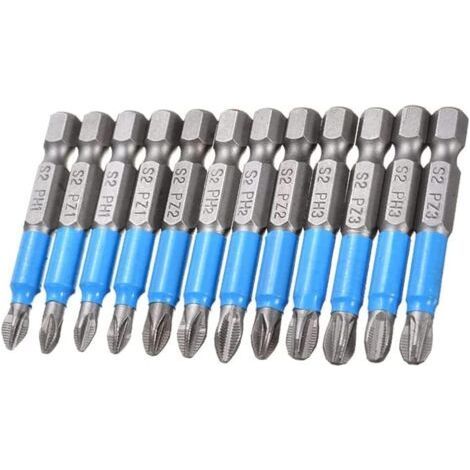 Set of 12 50mm magnetic Phillips screwdriver bits for drills. (1/5)