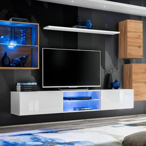 Ensemble Meuble TV "Switch XXIII" 250cm Naturel & Blanc (1/4)