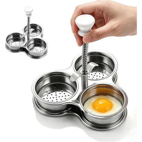 Cuiseur à œufs pochés en acier inoxydable - 1 pièce - 3 tasses - Cuiseur à œufs pochés