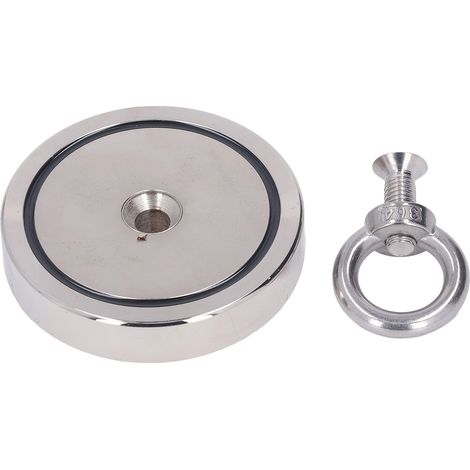 Aimant de pêche 360kg, force de traction super puissante, outil de récupération robuste, couleur argent, usage intensif pour sauvetage et récupération d'objets lourds (1/5)