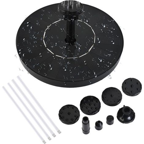 Fontaine solaire 1 W, 5 pouces, 6 buses, barre anti - collision, pompe à eau sur pied, flottante pour bain d'oiseaux, jardin et petit étang (1/5)