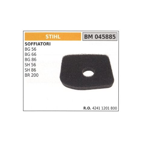 Filtro aria STIHL per soffiatore BG 56 66 86 SH 56 86 BR 200 045885