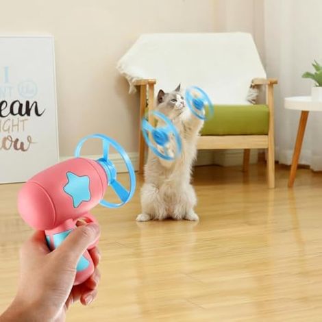 Jouet hélicoptère pour chat : 1 lot de lanceurs de soucoupes volantes, jouet interactif pour chat, jeu de poursuite, multicolore, ABS, pour animaux de compagnie et enfants, 3 pièces (1/5)