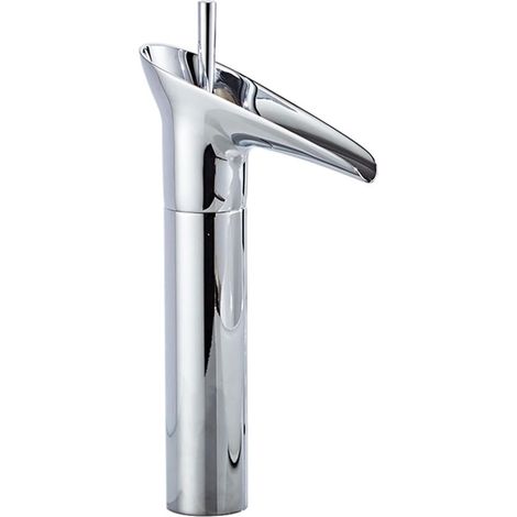 Robinet lavabo cascade, chromé, surélevé, monocommande, monotrou (1/5)