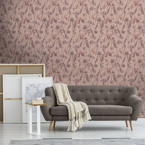 Papier peint intissé Nadine 1005 x 52cm Rose (1/5)