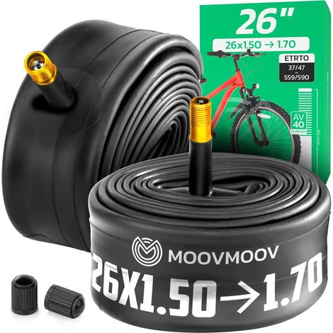 Chambre à air 26 pouces - Pour pneus de 26x1.50 à 26x1 5/8 - ETRTO 37-559 à 42-590 - Valve Schrader 40 mm - Lot de 2 (1/5)