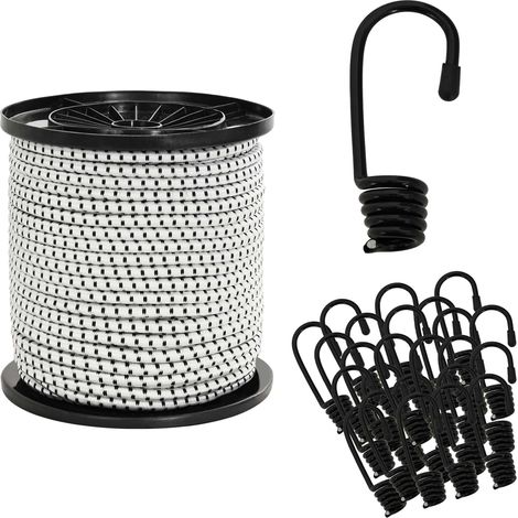 Corde Bungee con Ganci 4 mm Nero e Bianco PP e gomma vidaXL (1/5)
