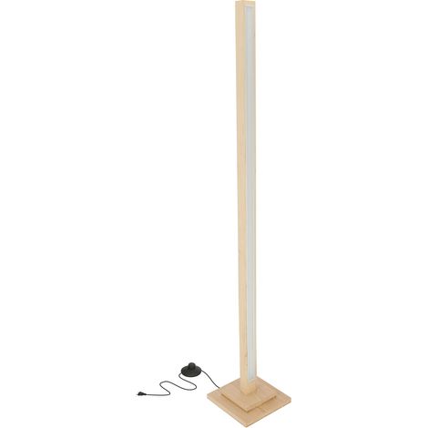 Lampadaire scandinave bois clair/argent LED 18W 4000K (1/5)
