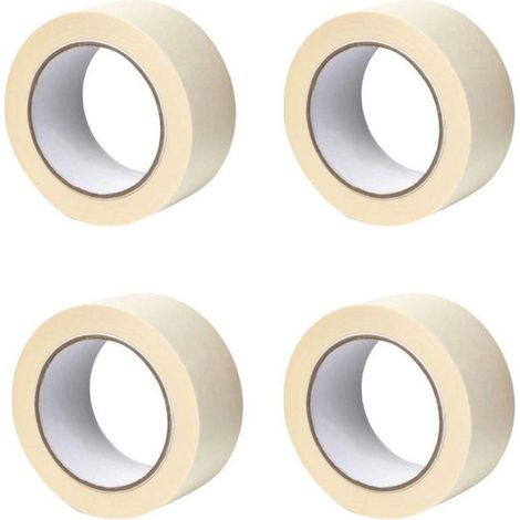 X4 KLEBEBAND AUS KREPPPAPIER – SCHUTZ VON OBERFLÄCHEN BEI MALEREI-DEKO-ARBEITEN – 50 MM X 50 M – BEIGE (1/5)