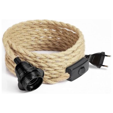4.5M Câble électrique en lin 2 Conducteurs, avec E27 Douille et Interrupteur, pour DIY Lampe(sans ampoule) (1/5)