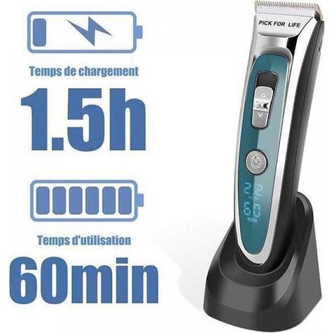 Tondeuse Cheveux Professionnelle Tondeuse Barbe Electrique avec Ecran LCD Sans Fil Rechargeable pour Enfants Adultes Personnes (1/4)
