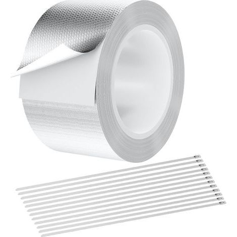 Aluminium-Klebeband, 50 mm x 10 m, glasfaserverstärkt, Wärmedämmband, Hochtemperatur-Klebeband, für Reparaturen (1/5)