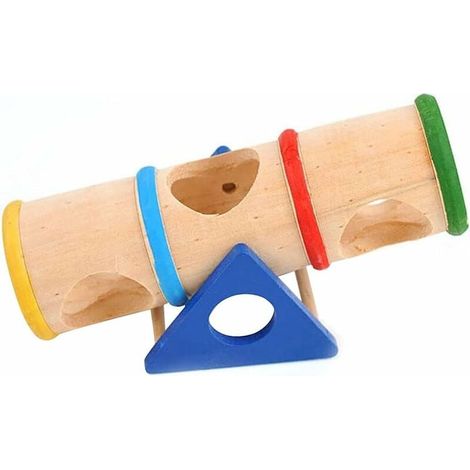 Wooden Swing Hamster Tunnel - Funny Toy for Family Gym - Dwarf Hamster Play Platform, Small Pet (Color, Length: 16.8 Width: 7.8 Height MUMU (1/4)