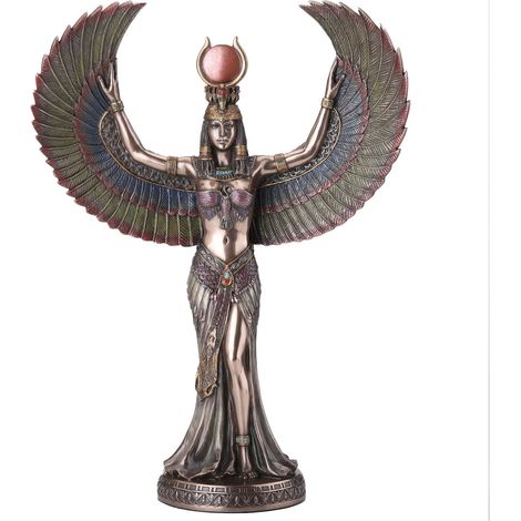 Figura Iside Dea Egizia Magia e Saggezza Resina Dorata 34 cm