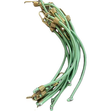 Cinghie elastiche, struttura robusta, ganci in metallo, colore verde, 10 pezzi (1/2)