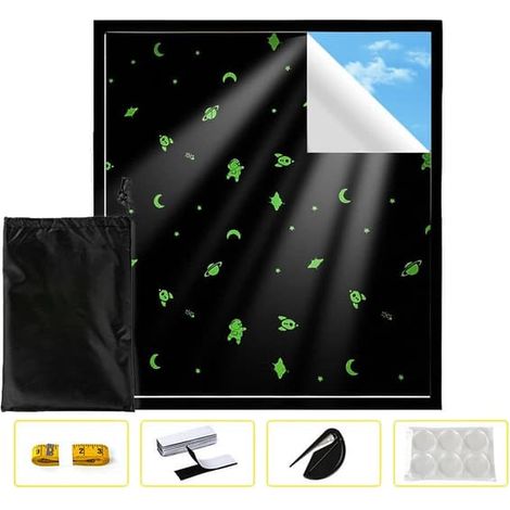 Film autocollant pour fenêtre 145 x 400 cm, autocollant en PVC, adapté à la chambre à coucher, protection UV, 100 % occultant, rideau occultant (1/5)