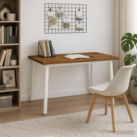 vidaXL 120 x 90 x 75 cm Madera de Acacia Sólida Natural y Blanco (1/5)