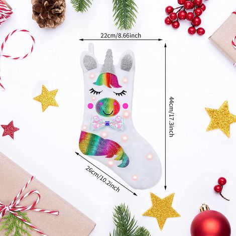Chaussette de Noël avec lumière LED, paillettes scintillantes, sachet cadeau de bonbons pour la décoration de Noël (1/5)