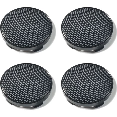 Cache-moyeux de jantes de 60 mm avec motif fibre de carbone, Noir, Lot de 4, Autocollants pour voiture, universel (1/2)