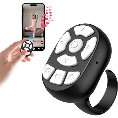 1 Stück kabelloser Auto-Clicker für TikTok, Schwarz, Lautstärkeregelung und Fotoaufnahme ohne Berührung, 40,6 cm (1/5)