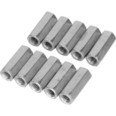 10 pièces écrou à tige longue, manchon Hexagonal, attaches filetées (M6 25)-Crezuo (1/4)
