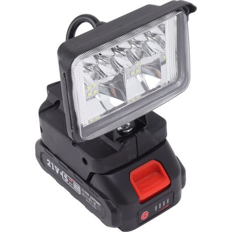 Projecteur LED de travail ultra-lumineux à large portée avec interface MT et tête de lampe rotative, 1500 mAh, prise UE 100-240 V, 7,6 cm (3 pouces).