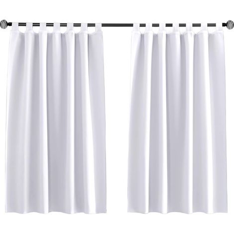 Rideau occultant Court, pour fenêtre de Cuisine, Rideau Opaque pour Chambre à Coucher avec Boucles, Chambre à Coucher, avec Passants, 1 pièce (Blanc, 120x150 cm) (1/5)