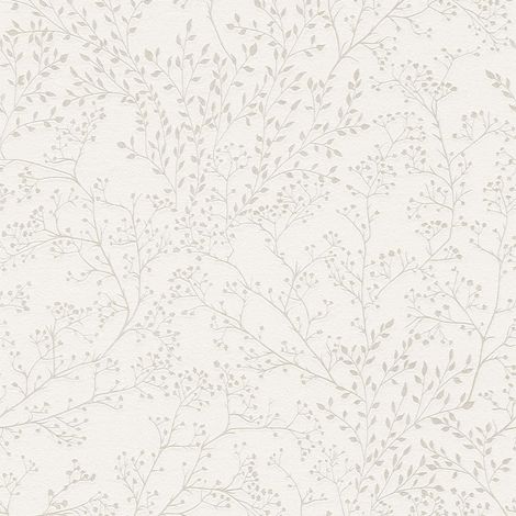 Papiers peints intissés feuille pour couloir | Papier peint scandinave beige crème | Tapisserie salon beige crème motif feuille - 10,05 x 0,53 m (1/5)
