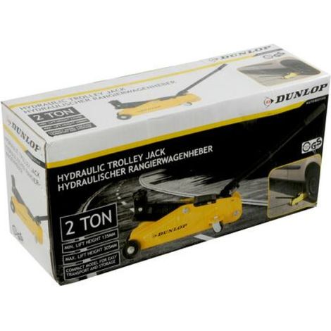 DUNLOP Cric Rouleur 2000kg – Cric Hydraulique Compact & Puissant, Capacité 2T, Maniable, Sécurisé, Entretien & Réparation Auto (1/5)
