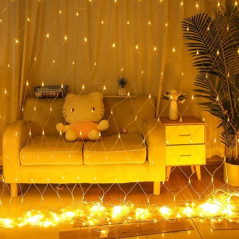 Lichterkette mit Netzgewebe, 864 LEDs, 6 m x 4 m, 8 Modi, wasserdicht, dimmbar, geeignet für Schlafzimmer, Weihnachten, Hochzeiten, Partys, Zuhause, Gärten, warmweißes Licht (1/5)