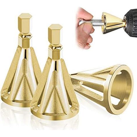 3 Pièces Externe ébavurage Outil à Chanfreiner, Hexa et Triangulaire,Enlever Bavure, Deburring pour Les Forets, Rapidement Les Réparations Endommagés Boulons (Set 3) (1/5)