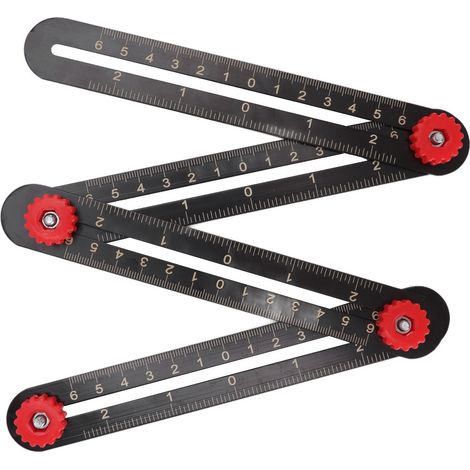 Règle de mesure multi-angles en alliage d'aluminium, outil de mesure universel pour la menuiserie, la brique, le carrelage, le bois, le verre et la pierre, en architecture et ingénierie (4 plis).