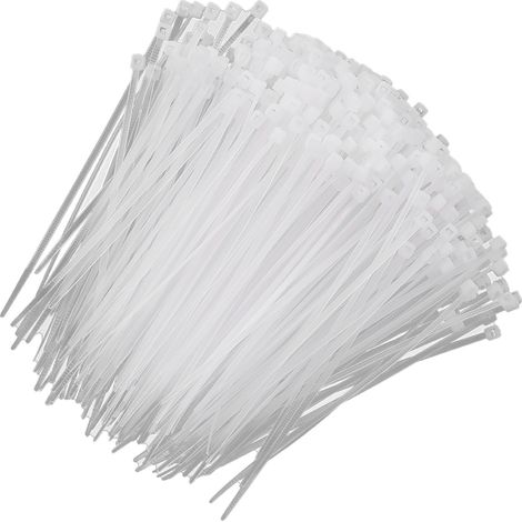 1000 attaches de câble autobloquantes standard blanches en plastique 3 x 100/150 mm (3 x 100 mm) (1/5)