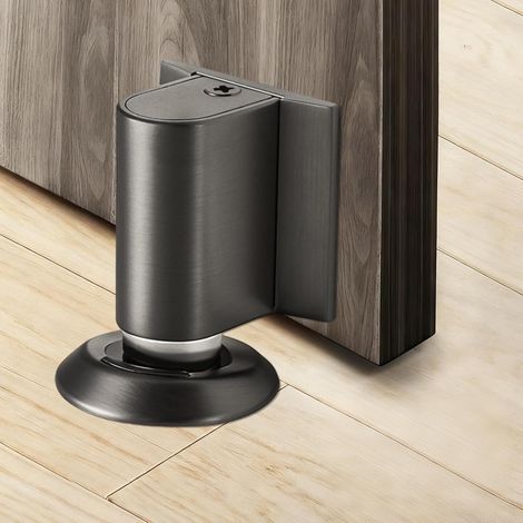 Magnétique en Métal Butée de Porte, Arrêts de Portes avec Adhésif et Vis, Cale Porte Réglable en Hauteur, Bloc Porte Silencieux pour Tous les Sols Durs (Gris) (1/5)
