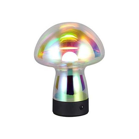 Lampe de table lampe d'appoint métal noir verre transparent irisé batterie H 18 cm (1/5)