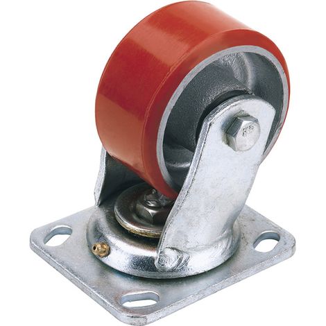 Draper 100mm Dia. Swivel Plate Fixing Heavy Duty Polyurethane Wheel - S.W.L. 250Kg (65523) (1/5)