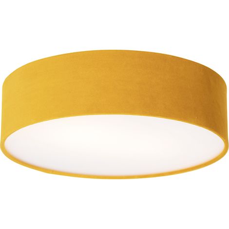 QAZQA Lampada da soffitto drum - Moderno - Acciaio,Tessuto,Plastico - Bianco - Tondo E27 Max. 2 x 7 Watt