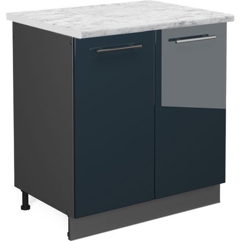 Mobile lavello cucina Fame-Line, Blu scuro lucido, 80 cm , PL Marmo, Vicco (1/5)