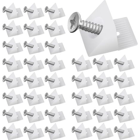 Cales en Plastique pour Meuble Tiroir, Fond de Tiroir Connecteur avec Vis Équerre De Fixation Renfort Tiroir Connecteur Arrière Stabilisateurs pour Réparer Affaissement Étagère Meuble (40)