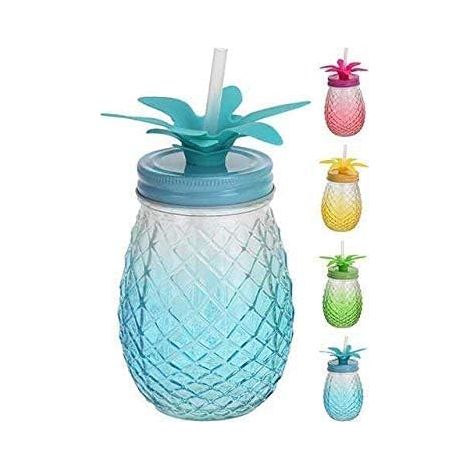Bouteille d'eau générique avec paille 400 ml, verre cactus avec paille